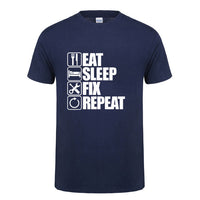 Eat Sleep Fix Repeat Mechanic Engineer T Shirt Funny Birthday Gift Father's Day Present For Men Dad Father Grandpa Cotton Tshirt