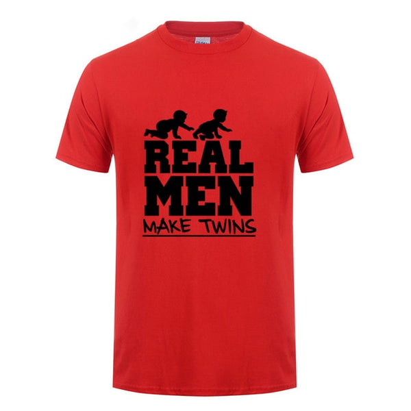 New Baby Joke Daddy Father's Day Gift Real Men Make Twins T Shirt Man Short Sleeve Funny Father To Be Dad Cotton T-Shirt Tshirt